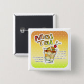 MAI TAI COCKTAIL RECIPE ART VIERKANTE BUTTON 5,1 CM (Voorkant /achterkant)