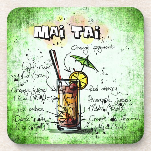 Mai Tai Drink Recipe Bier Onderzetter (Voorkant)