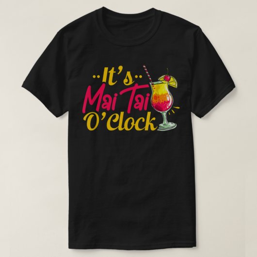 Mai Tai Oclock Tiki Bartender Cocktail Alcohol Dri T-shirt (Design voorkant)