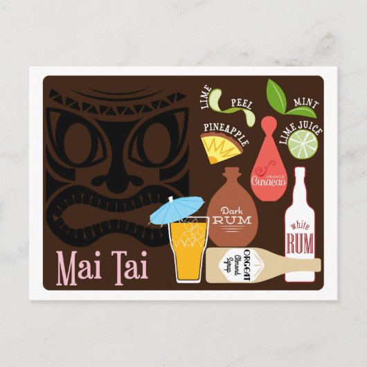 Mai Tai Tiki Bar Cocktail Briefkaart (Voorkant)