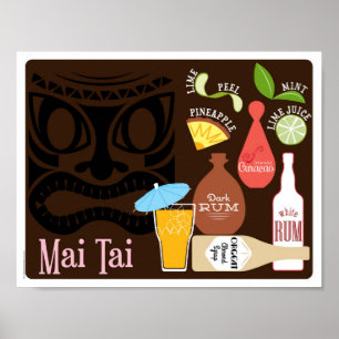 Mai Tai Tiki Bar Cocktail Poster