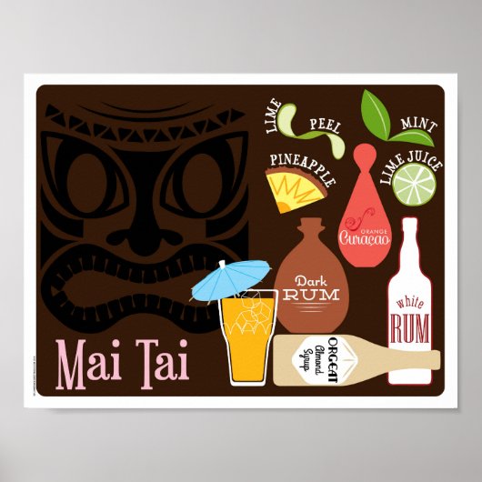 Mai Tai Tiki Bar Cocktail Poster (Voorkant)