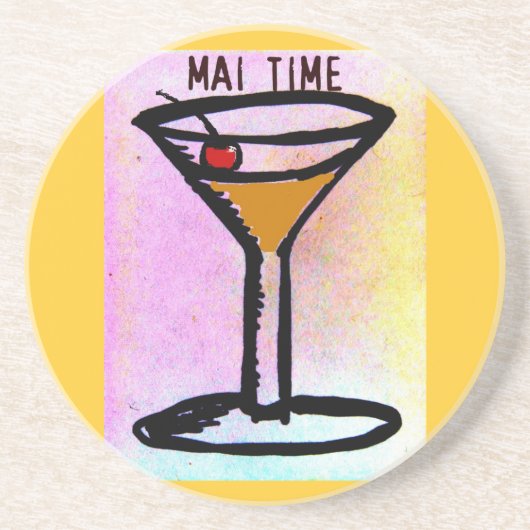 MAI TIME MAI TAI COCKTAIL PRINT ZANDSTEEN ONDERZETTER (Voorkant)