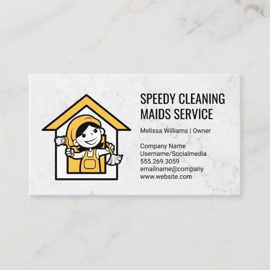 Maid Cleaner Logo Visitekaartje (Voorkant)