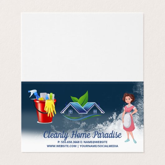 Maid Cleaning House and Cleaning Supplies Visitekaartje (Buitenkant ongevouwen)