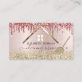 Maid Cleaning House Dak Goud Glitter Drips Visitekaartje (Voorkant)
