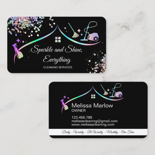 Maid Cleaning House Holographic Sparking Business Visitekaartje (Voorkant / Achterkant)