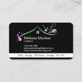 Maid Cleaning House Holographic Sparking Business Visitekaartje (Achterkant)
