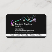 Maid Cleaning House Holographic Sparking Business Visitekaartje (Achterkant)