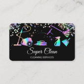 Maid Cleaning House Holographic Sparking Business Visitekaartje (Voorkant)