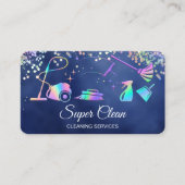 Maid Cleaning House Holographic Sparking Business Visitekaartje (Voorkant)