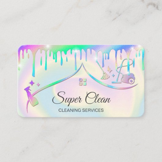 Maid Cleaning House Holographic Sparking Visitekaartje (Voorkant)