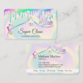 Maid Cleaning House Holographic Sparking Visitekaartje (Voorkant / Achterkant)