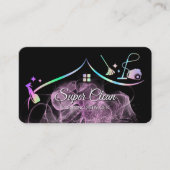 Maid Cleaning House Holographic Sparking Visitekaartje (Voorkant)