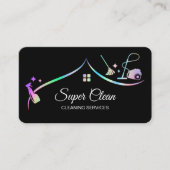 Maid Cleaning House Holographic Sparking Visitekaartje (Voorkant)