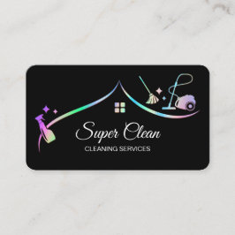 Maid Cleaning House Holographic Sparking Visitekaartje