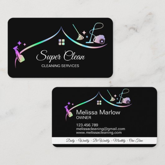 Maid Cleaning House Holographic Sparking Visitekaartje (Voorkant / Achterkant)