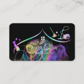 Maid Cleaning House Holographic Sparking Visitekaartje (Voorkant)