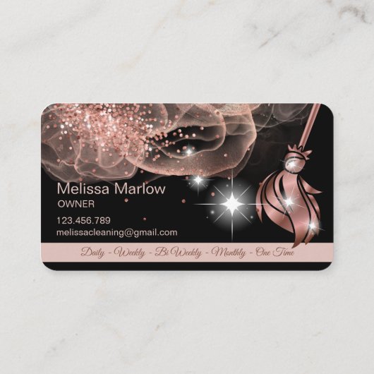 Maid Cleaning House Mousserend roos Gold Business  Visitekaartje (Achterkant)