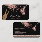 Maid Cleaning House Mousserend roos Gold Business  Visitekaartje (Voorkant / Achterkant)