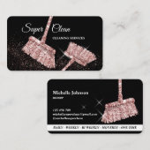 Maid Cleaning House Mousserend roos Gold Business  Visitekaartje (Voorkant / Achterkant)