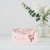 Maid Cleaning House Mousserend roos Gold Business  Visitekaartje (Staand voorkant)