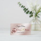 Maid Cleaning House Mousserend roos Gold Business  Visitekaartje (Staand voorkant)