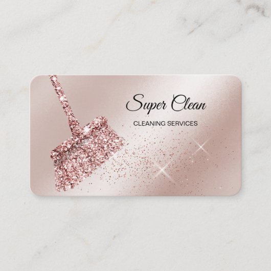 Maid Cleaning House Mousserend roos Gold Business  Visitekaartje (Voorkant)