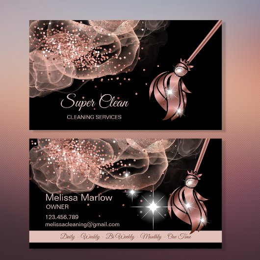 Maid Cleaning House Mousserend roos Gold Business  Visitekaartje