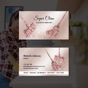 Maid Cleaning House Mousserend roos Gold Business Visitekaartje