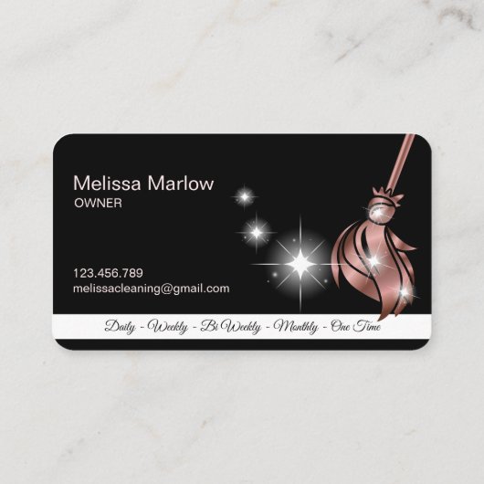 Maid Cleaning House Mousserend roos Gold Business  Visitekaartje (Achterkant)