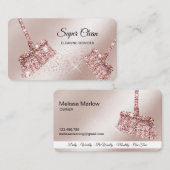 Maid Cleaning House Mousserend roos Gold Business  Visitekaartje (Voorkant / Achterkant)