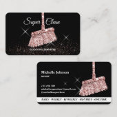 Maid Cleaning House Mousserend roos Gold Business  Visitekaartje (Voorkant / Achterkant)