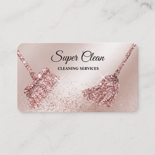 Maid Cleaning House Mousserend roos Gold Business  Visitekaartje (Voorkant)