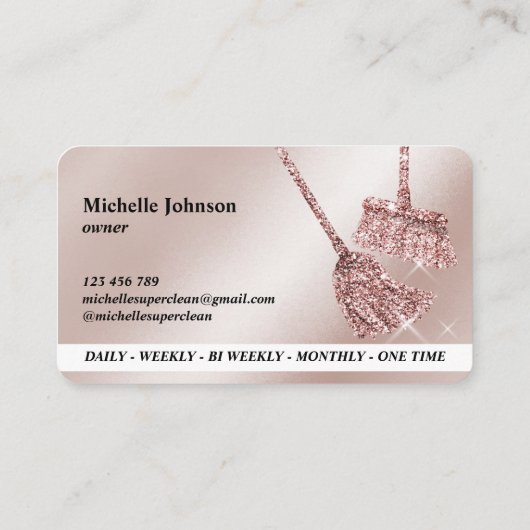 Maid Cleaning House Mousserend roos Gold Business  Visitekaartje (Achterkant)