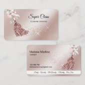 Maid Cleaning House Mousserend roos Gold Floral Bu Visitekaartje (Voorkant / Achterkant)
