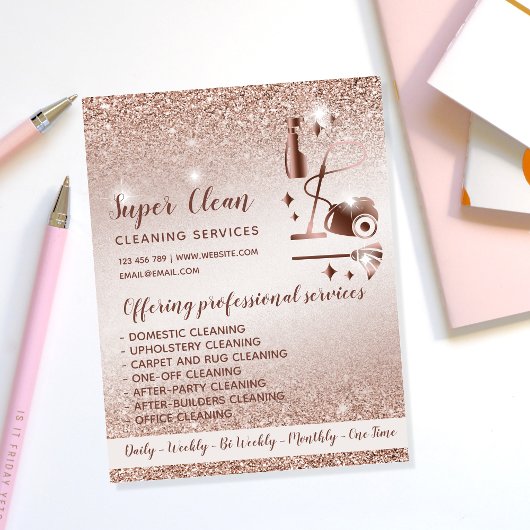 Maid Cleaning House Mousserend Roos Gold Flyer