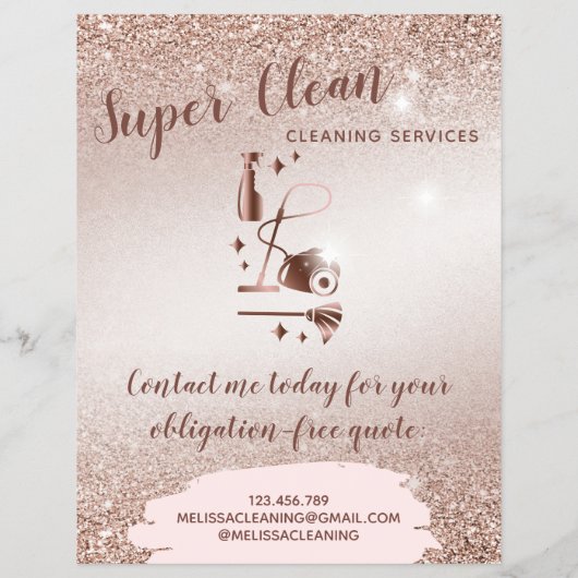 Maid Cleaning House Mousserend Roos Gold Flyer (Achterkant)