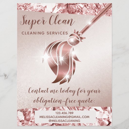 Maid Cleaning House Mousserend Roos Gold Flyer (Achterkant)