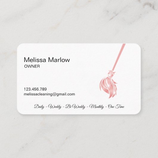 Maid Cleaning House Mousserend roos gold Visitekaartje (Achterkant)