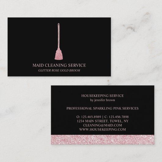 Maid Cleaning House Mousserend roos gold Visitekaartje (Voorkant / Achterkant)