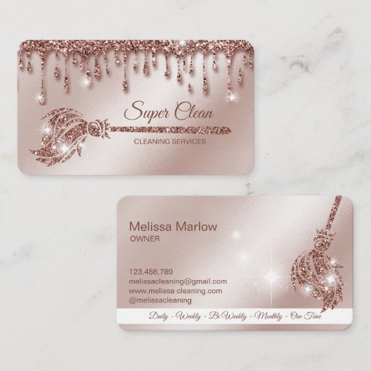 Maid Cleaning House Mousserend roos gold Visitekaartje (Voorkant / Achterkant)