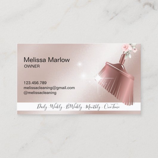 Maid Cleaning House Mousserend roos gold Visitekaartje (Achterkant)