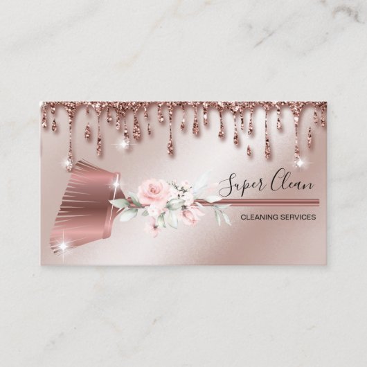 Maid Cleaning House Mousserend roos gold Visitekaartje (Voorkant)