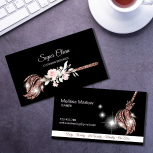 Maid Cleaning House Mousserend roos gold Visitekaartje