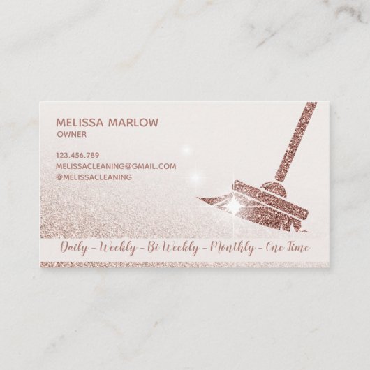 Maid Cleaning House Mousserend Roos Gold Visitekaartje (Achterkant)