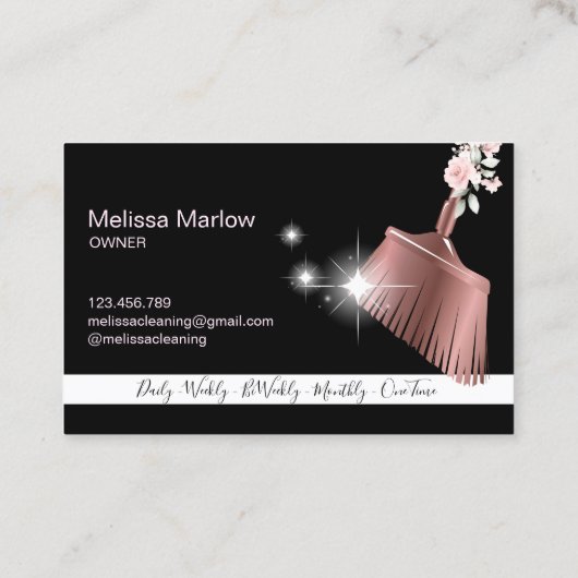 Maid Cleaning House Mousserend roos gold Visitekaartje (Achterkant)