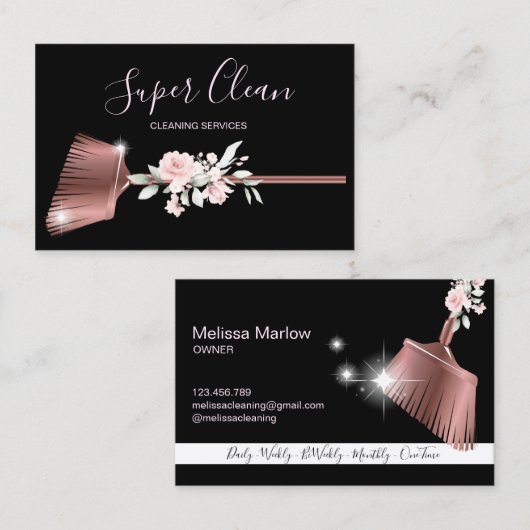 Maid Cleaning House Mousserend roos gold Visitekaartje (Voorkant / Achterkant)