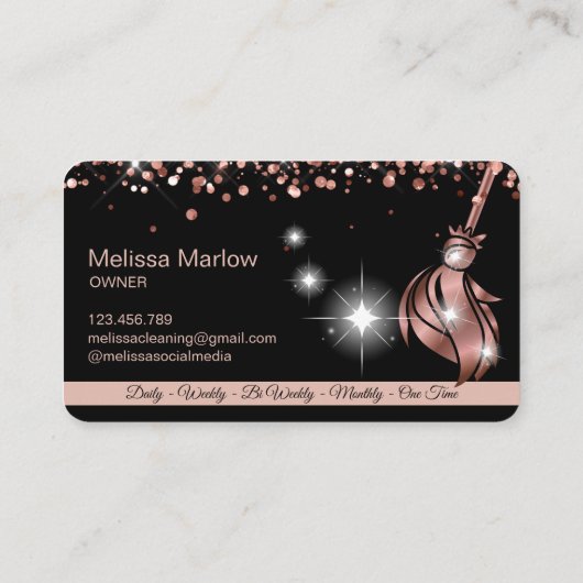 Maid Cleaning House Mousserend roos gold Visitekaartje (Achterkant)