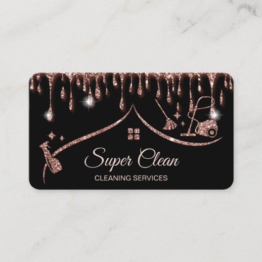 Maid Cleaning House Mousserend roos gold Visitekaartje (Voorkant)